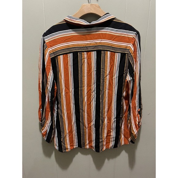 Est 1946 Women’s Striped Multi Colored Button Down Casual Dress Work Shirt SZ L - Picture 2 of 5